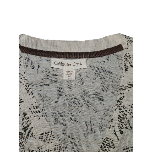 Coldwater Creek Cream/Brown Cardigan Sweater Women's Medium - Picture 3 of 4